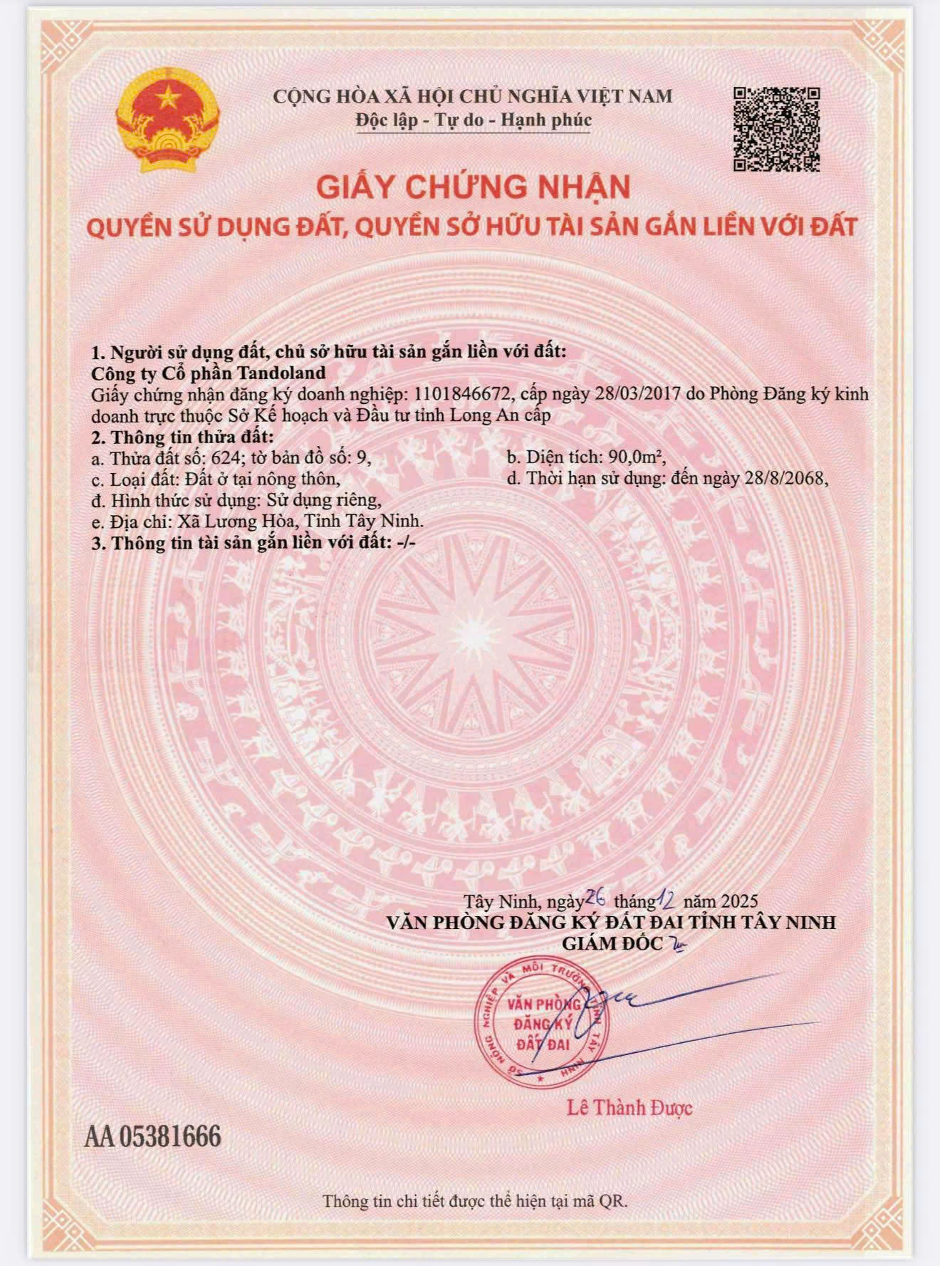 Giấy chứng nhận quyền sử dụng đất Dragon Eden